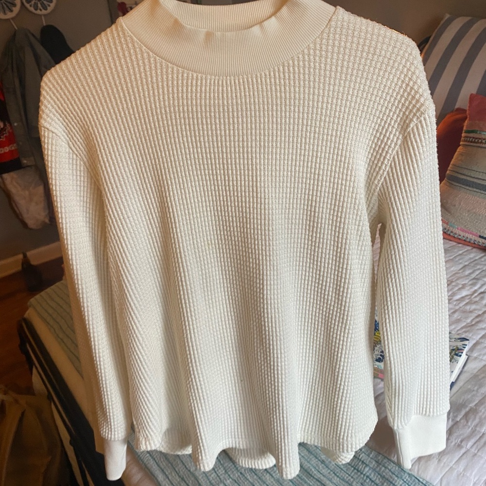 Madewell Cream Waffle Shirt Size Small